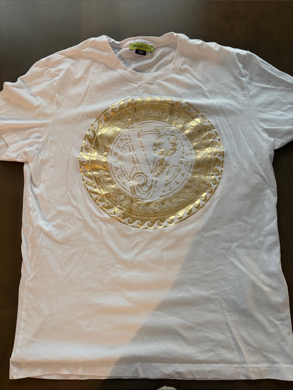 Versace Jeans Collection White T-Shirt with Gold Medallion